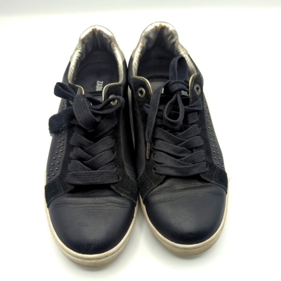 Zadig & Voltaire Studded Leather Low Top Black Sneakers - Picture 1 of 14